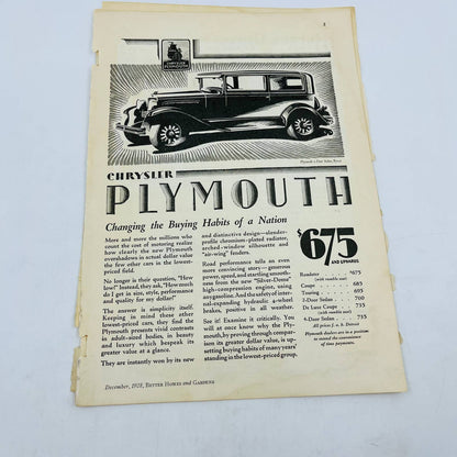 1928 Set of 4 Chrysler Plymouth Original Print Ads C13