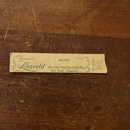 Liesveld On the Country Club Kansas City Slim Advertising Matchbook Cover MM11-5