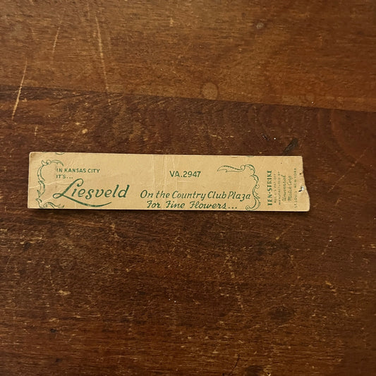 Liesveld On the Country Club Kansas City Slim Advertising Matchbook Cover MM11-5