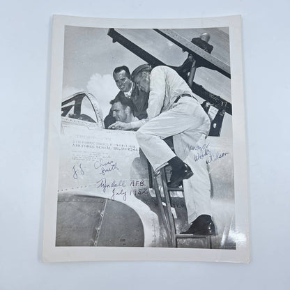 1952 Signed Photo Flight Test Pilot Mj. Woody Wilson Chris Smith F-94 8x10” AB2