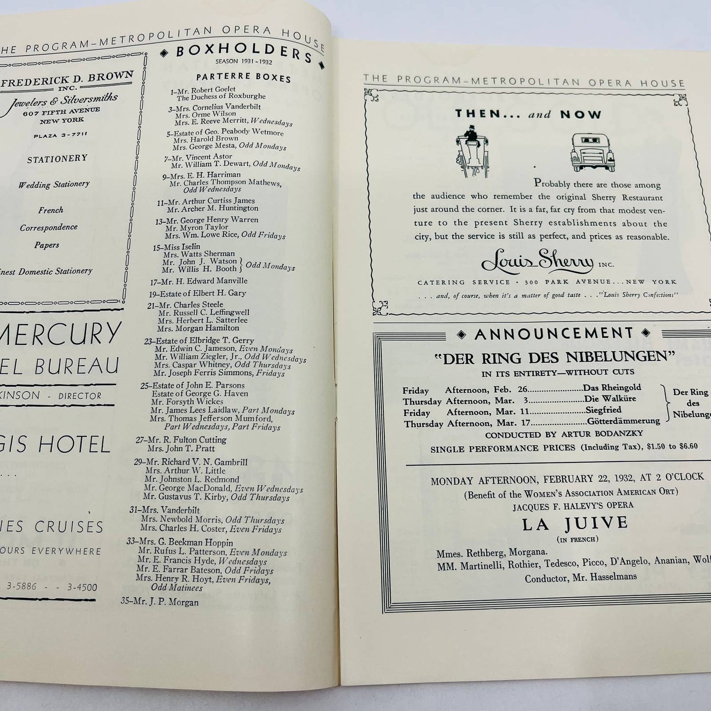 1931-32 Season Metropolitan Opera House MET Grand Opera Program Week 16 NYC TD6