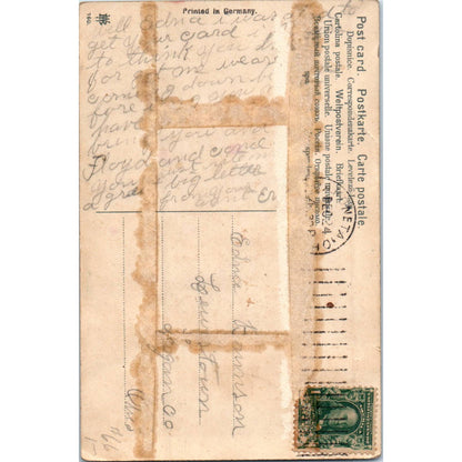 Victorian Girl Purple Dress Flower Pot Original Postcard TK1-P13