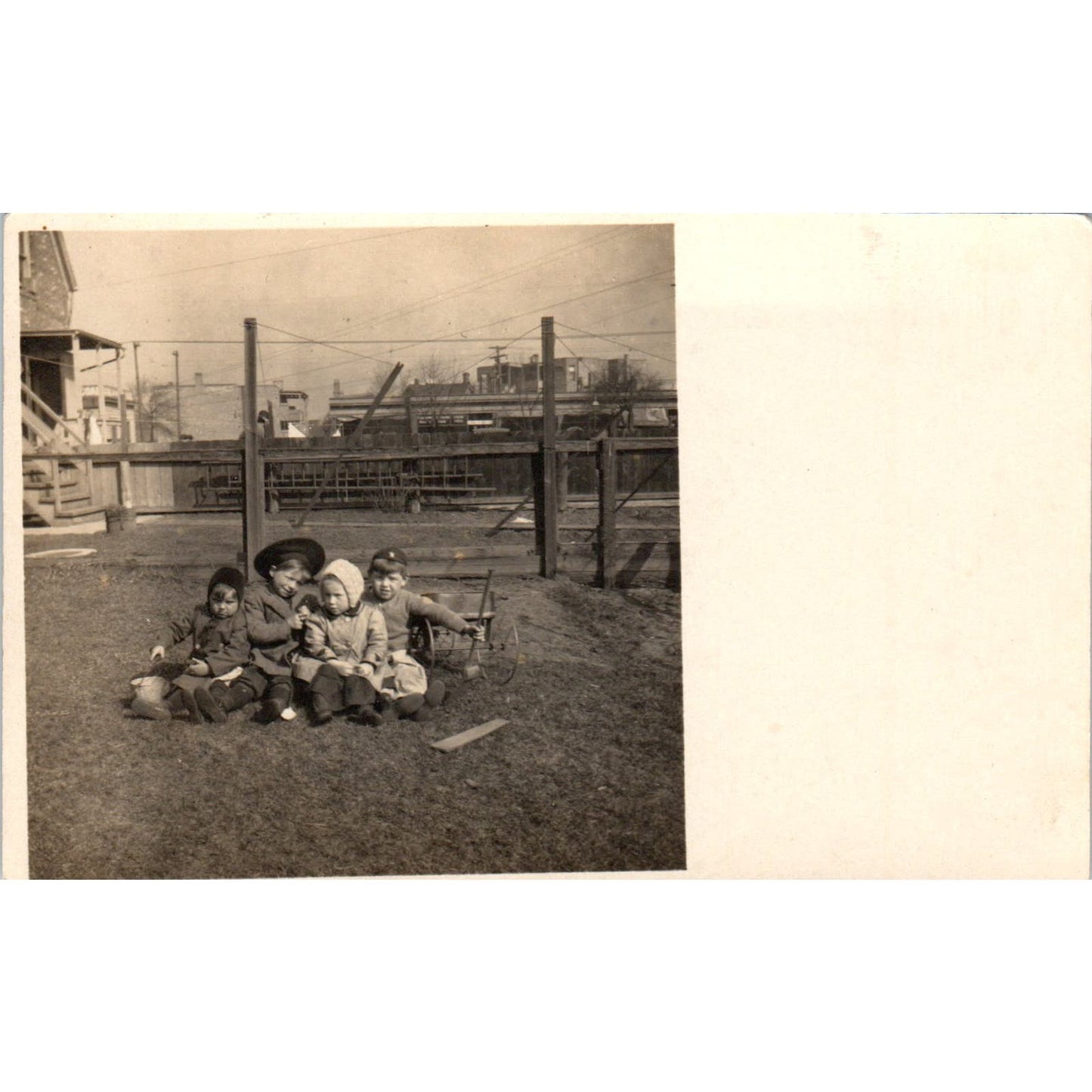 Group of Children on a Farm RPPC Real Photo Postcard PB1