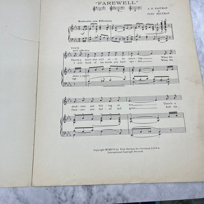 FAREWELL by A.H. Eastman & Fred Hellman 1917 LARGE FORMAT Sheet Music V41-2