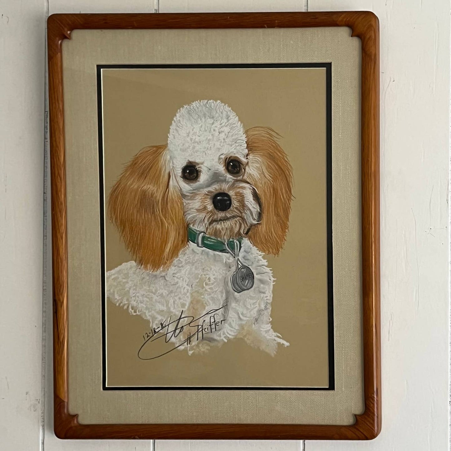 Original Large Framed Art Painting 17x21" Poodle "Shamee" Signed Heiffer