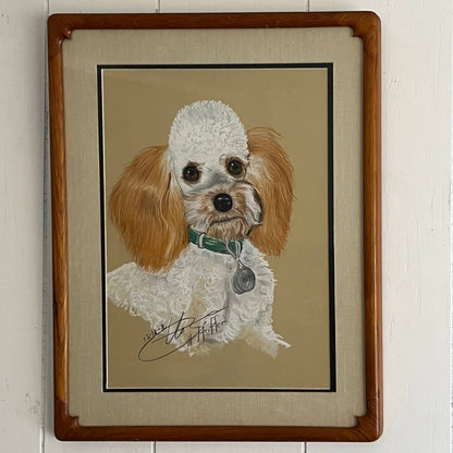 Original Large Framed Art Painting 17x21" Poodle "Shamee" Signed Heiffer