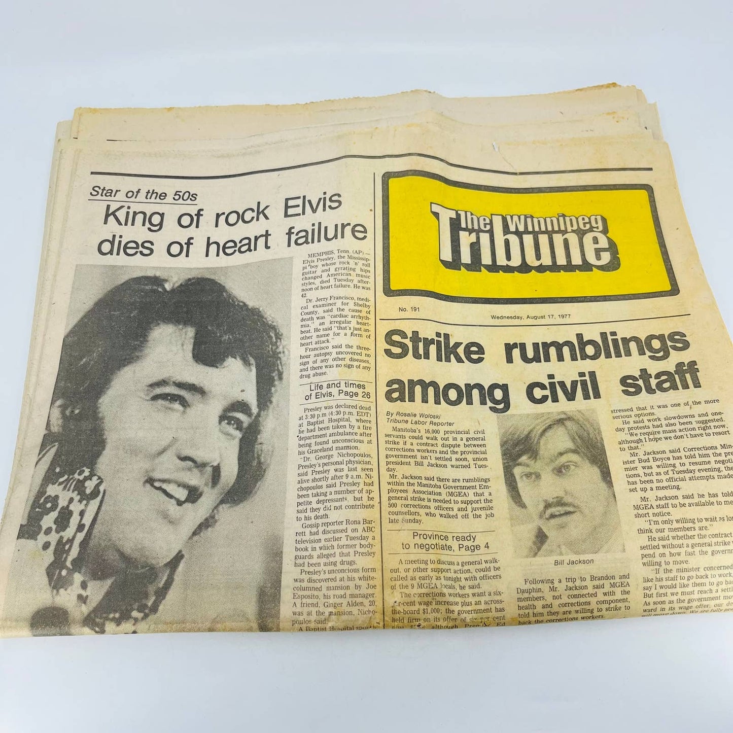 1977 August 17 Winnipeg Tribune Newspaper ELVIS PRESLEY DIES at 42 King TB8