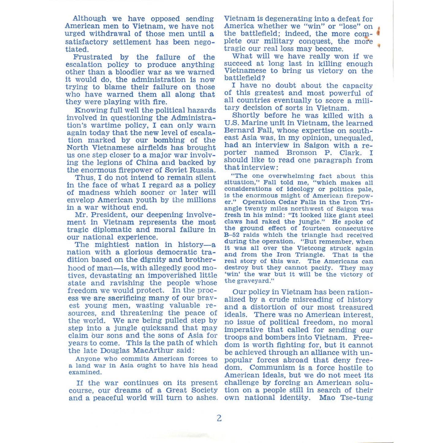 The Congressional Record Apr 25 1967 George McGovern Lessons of Vietnam TK1-P8