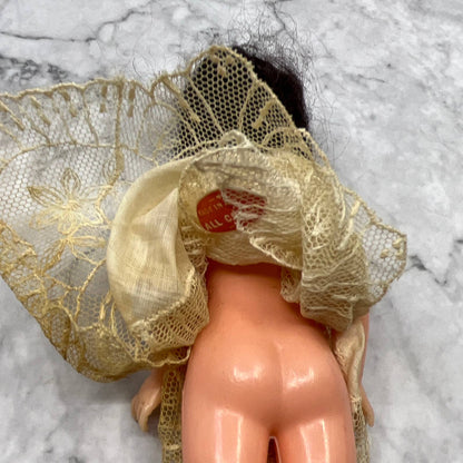 Vintage Celluloid Doll Sleepy eye 1950's 15 Brunette 7.5" TI7