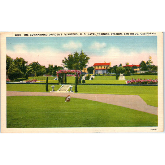 US Naval Station Officer's Quarters San Diego CA Original Postcard TK1-21