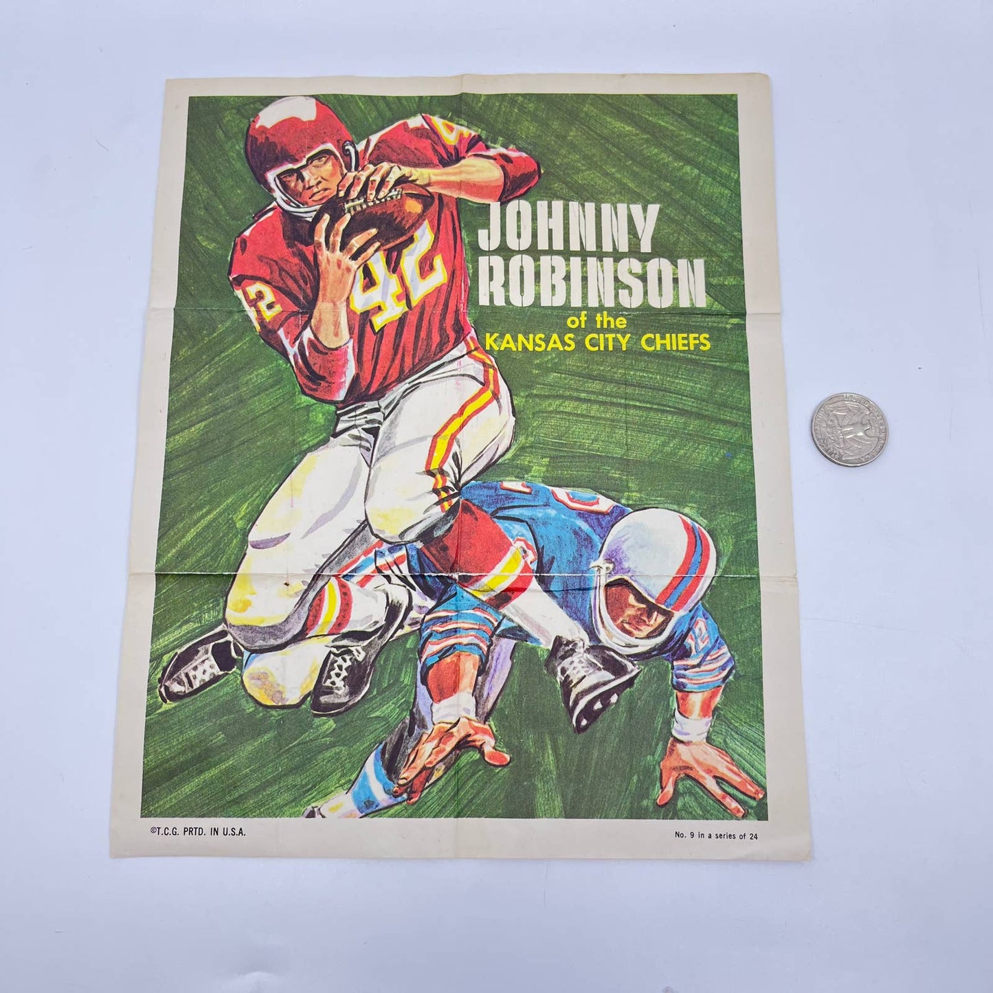 1970 Topps Football Pinup Poster 8X10 Johnny Robinson Kansas City Chiefs #42 AA7