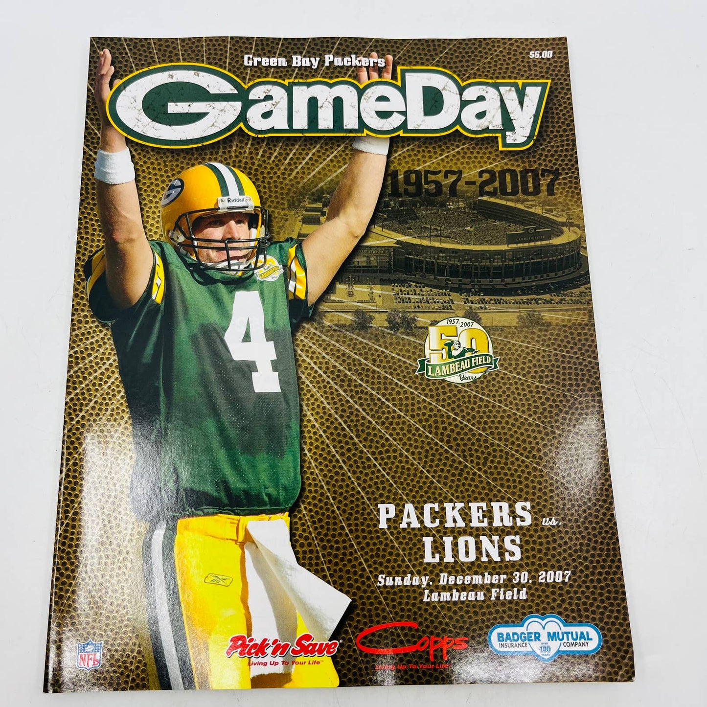Game Day Green Bay Packers vs Detroit Lions Dec 30 2007 Program Brett Favre BA3