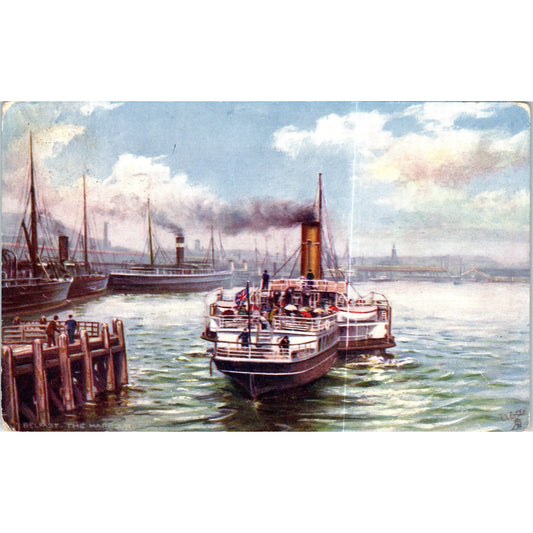 The Harbour at Belfast Raphael Tuck Oilette Original Postcard P2-12
