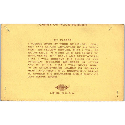 1948 American Bowling Congress Milwaukee Membership Card Eagles 750 SE5-15