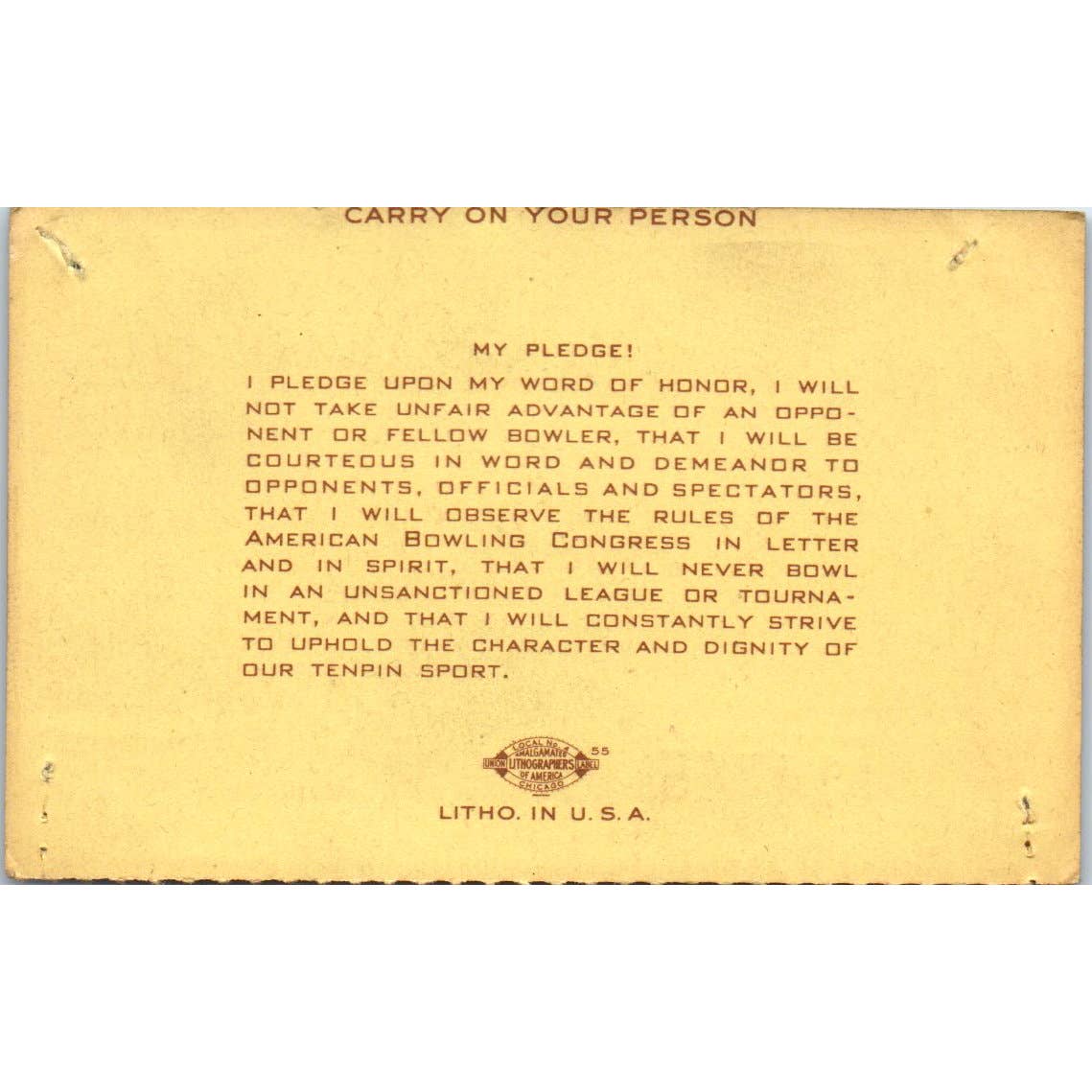 1948 American Bowling Congress Milwaukee Membership Card Eagles 825 SE5-15