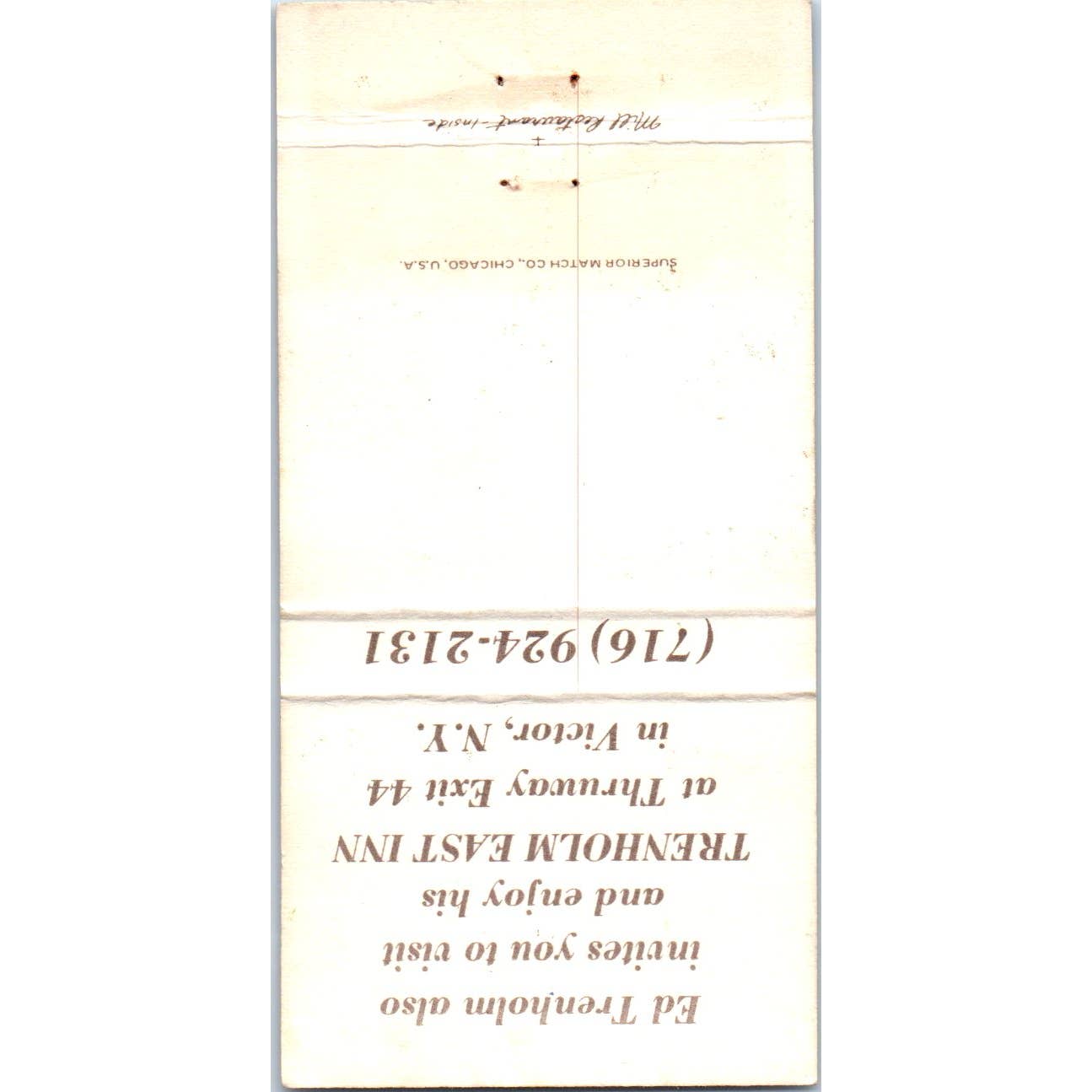 The Mill Restaurant Honeoye Falls NY Advertising Matchbook Cover SA1-M11