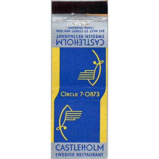 Castleholm Swedish Restaurant 57th St NY Advertising Matchbook Cover MM9-8