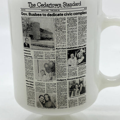 1970s Cedartown Standard GA Busbee to Dedicate Civic Complex Milk Glass Mug TC3