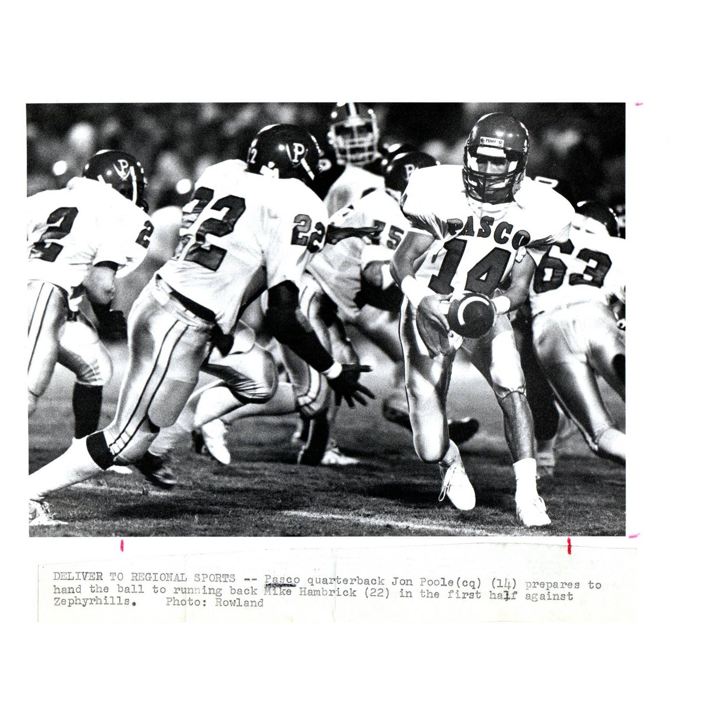 1988 Press Photo Football Pasco High School Jon Poole & Mike Hambrick 8x10" AD3