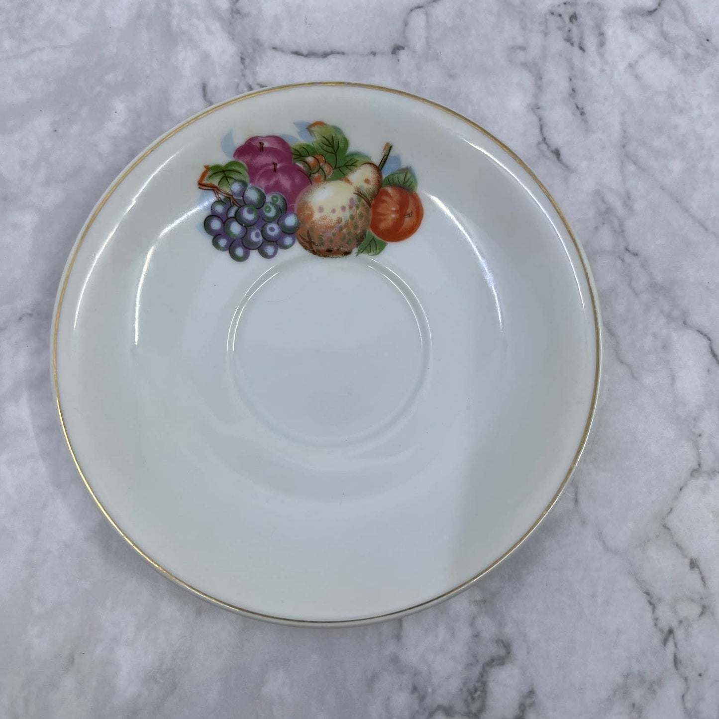 Vintage Fine China Saucer ONLY Fruit Apple Plum Grapes Pear Japan TA7-9