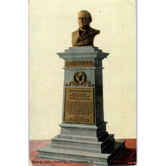 1912 Postcard McKinley Statue, Post Office, Philadelphia PA TI1-1