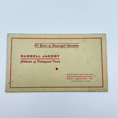 Vintage Blotter Card Russell Jacoby Tax Collector West Chester PA D4