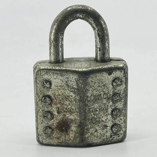 Vintage REESE Warded Padlock Co. Lancaster PA 8 Rivet Design No Key SA8