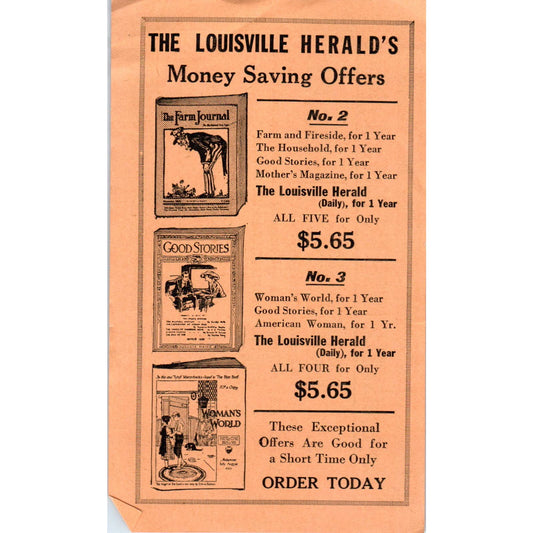 1922 Louisville Herald Big Family Offers Magazine Subscription Order Form SE5