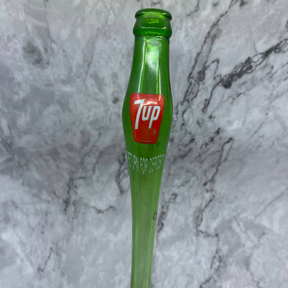 Vtg 1970s Stretched Green 7-Up Glass Soda Pop Bottle 19.5"
