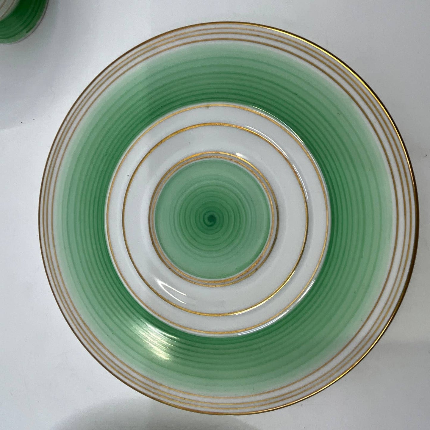 Arzberg Bavaria MCM Green Concentric Rings Trio Tea Cup Saucer Dessert Plate TI3