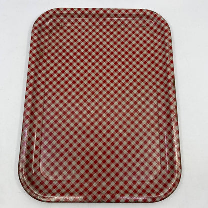 Vintage Set of 4 MCM Plaid Toleware Tin Litho Trays 10.5 x 13.5” TI5-1