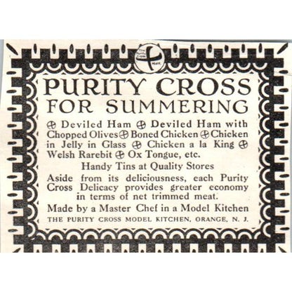 c1920 Harper's Magazine Ad - Purity Cross for Summering Orange NJ EA3-2