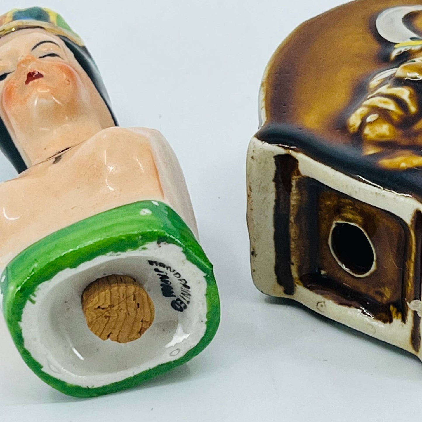 VTG 1960s Indian Native American Chief Man and Topless Woman Salt & Pepper TB5