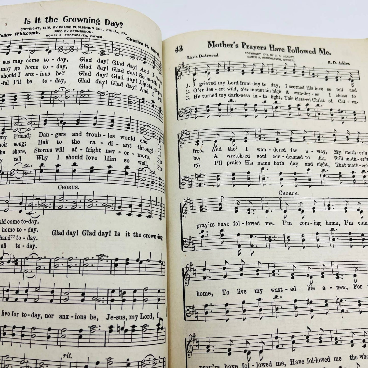 1915 Joyful Praise Sunday School Hymnal Rodeheaver Chicago Philadelphia TD7