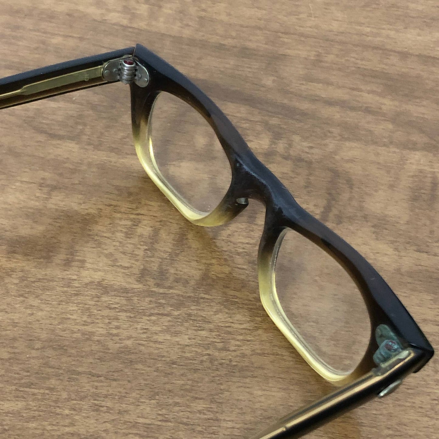 1950s American Optical Kids Horn Rimmed Glasses 5.25 w Lenticular Dog Case TH3
