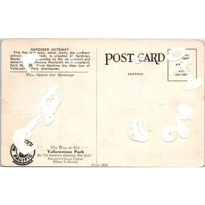 Official Gardiner Gateway Yellowstone Park Original Postcard TK1-P15
