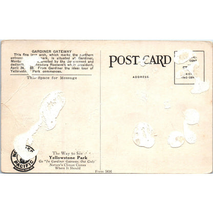 Official Gardiner Gateway Yellowstone Park Original Postcard P2-5