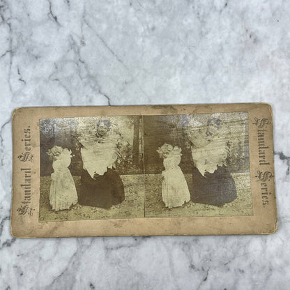 1870s Stereoview Card Victorian Mother and Young Children TJ3