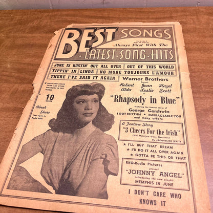 1940s Best Songs Magazine Vol. 5 No. 8 Dinah Shore Gershwin Johnny Angel B3