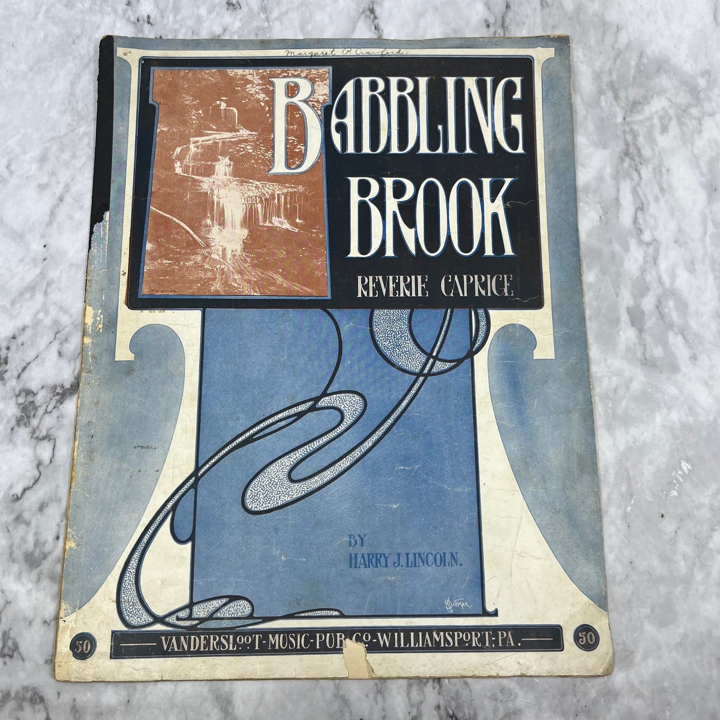 1908 Babbling Brook Reverie Caprice Harry J. Lincoln Vintage Sheet Music V38
