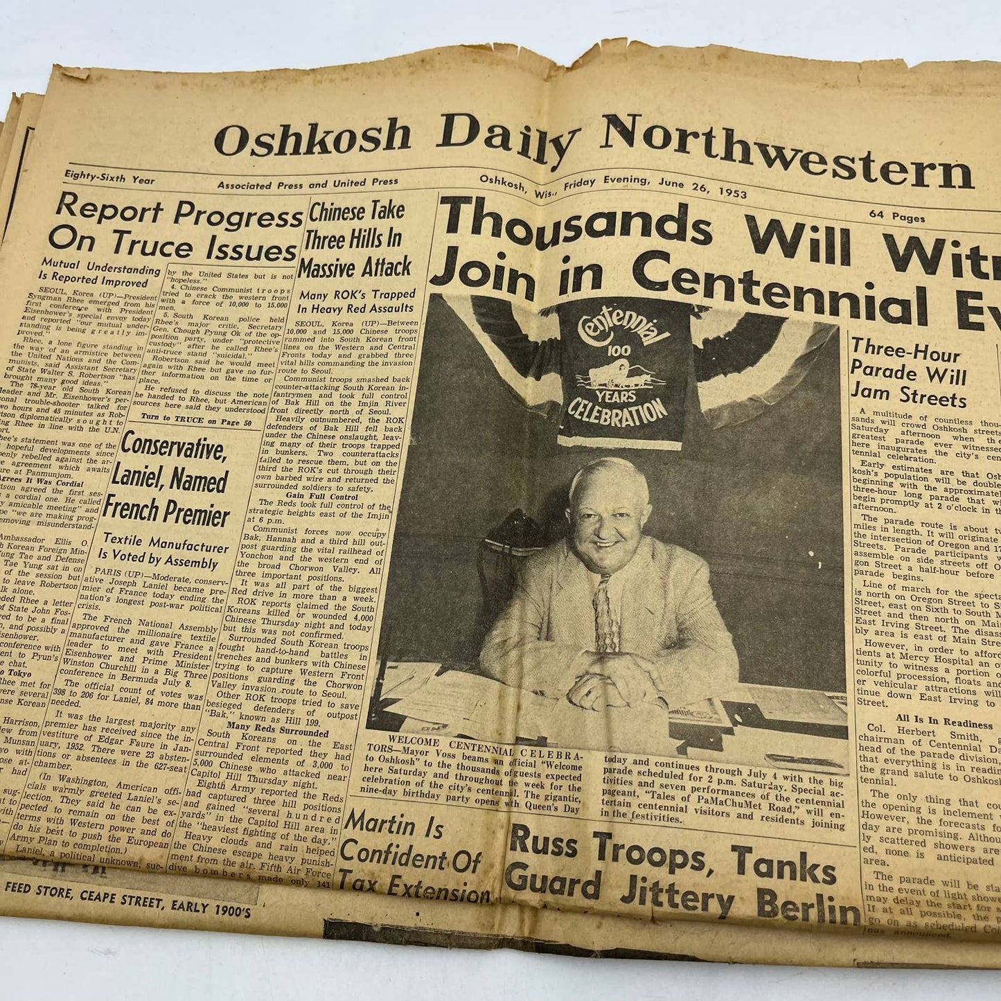 1953 June 26 OSHKOSH DAILY NORTHWESTERN Newspaper Centennial Edition No. 4 TI6-5