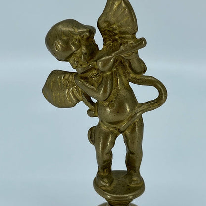 Vintage Victorian Cast Brass Cherub Cupid Angel Table Dinner Bell 6” TF5