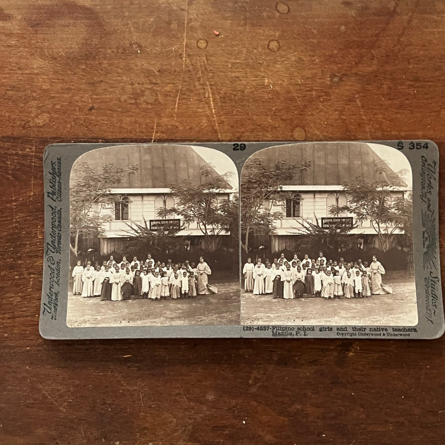 Filipina Schoolgirls & Teachers Manila Philippines Antique Stereoview Card TJ9-V1
