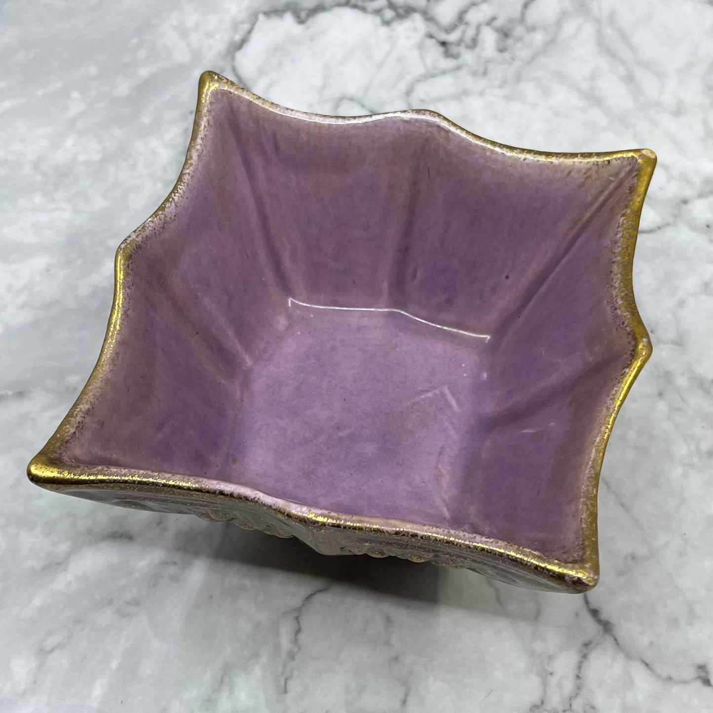 Vintage California USA Pottery Planter Vase 227 Purple and Gold 3x5" TE3