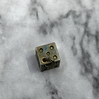 Vintage TINY Metal Silver Tone Dice Charm SA2