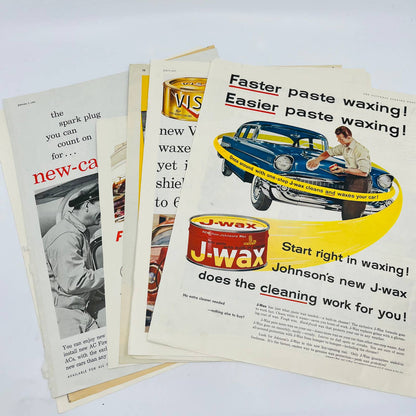 1950s Set of 8 Automotive J-Wax Simoniz Motor Oil Original Print Ads TA8