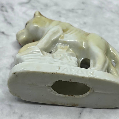 Vintage MCM Hand Painted Mountain Lion Cat Bone China Figurine 3” Japan SE1