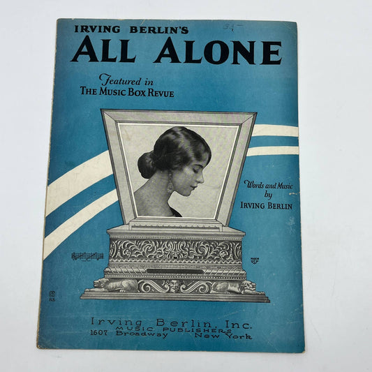 1924 Irving Berlin's All Alone The Music Box Revue Vintage Sheet Music FL4