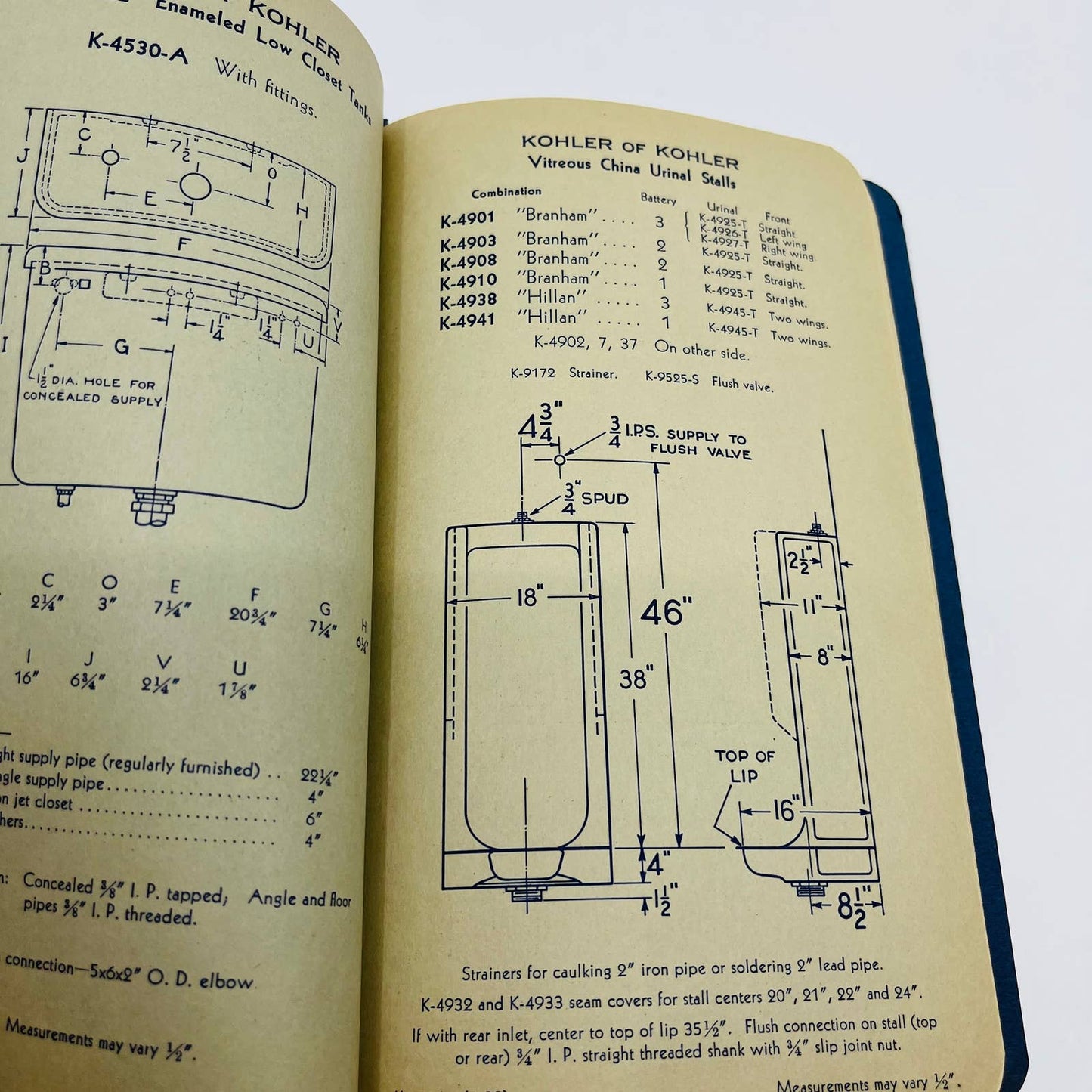 1939 Kohler Roughing-In Service Manual Plumbing Fixtures Heating Equipment TD8