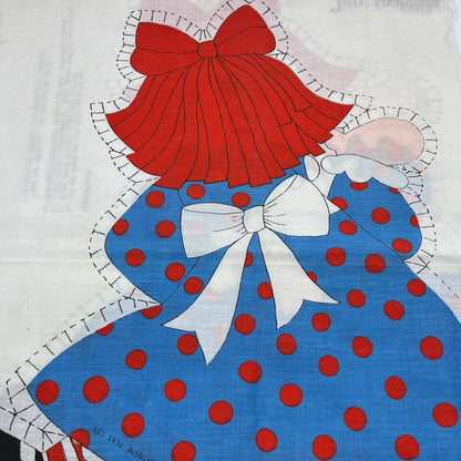 Vintage Fabric Panel RAGGEDY ANN Cut & Sew Spring Mills 167 Cotton 1978 TH6